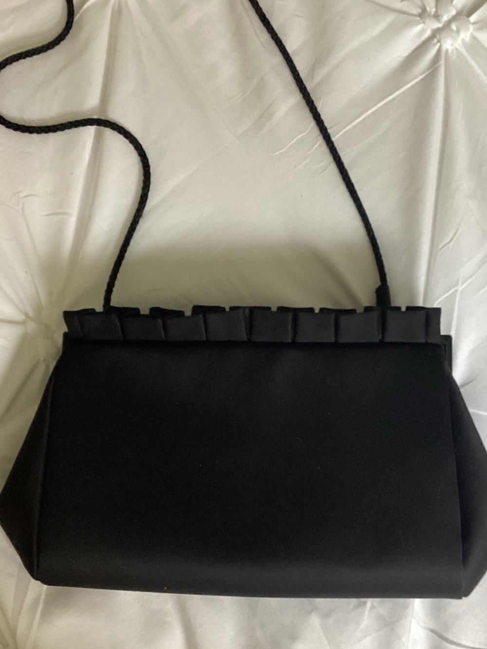 Talbots Black Satin Pleated-Trim Evening Wristlet